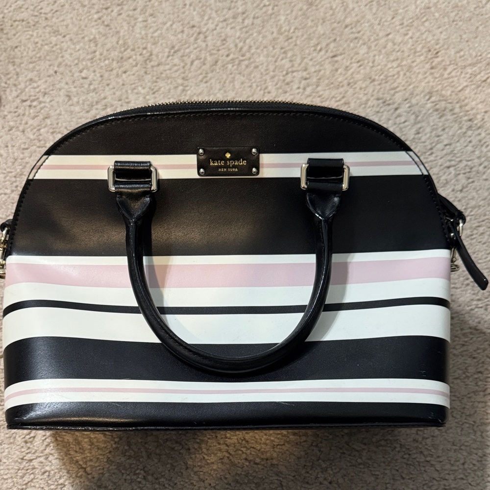Kate Spade Black and Pink Striped Satchel
